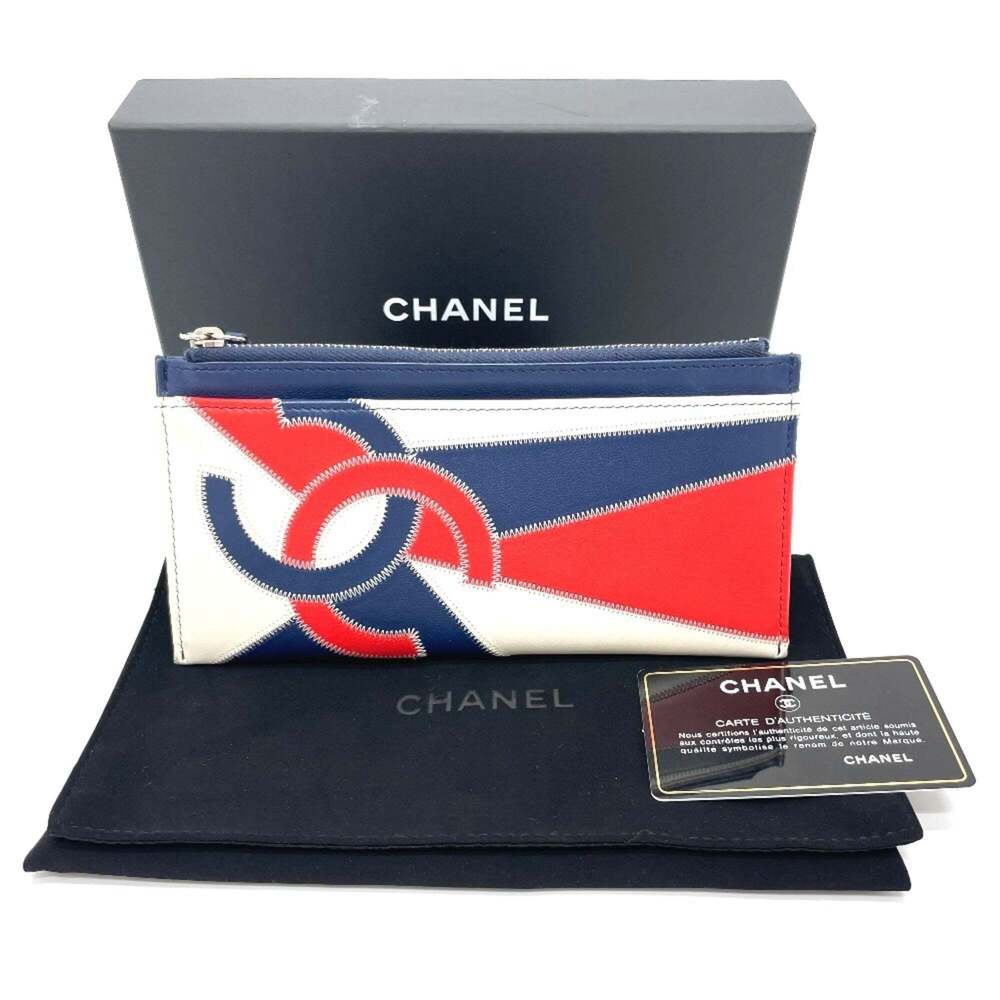 CHANEL Red Lambskin Leather Logo Wallet - Picture 12 of 12